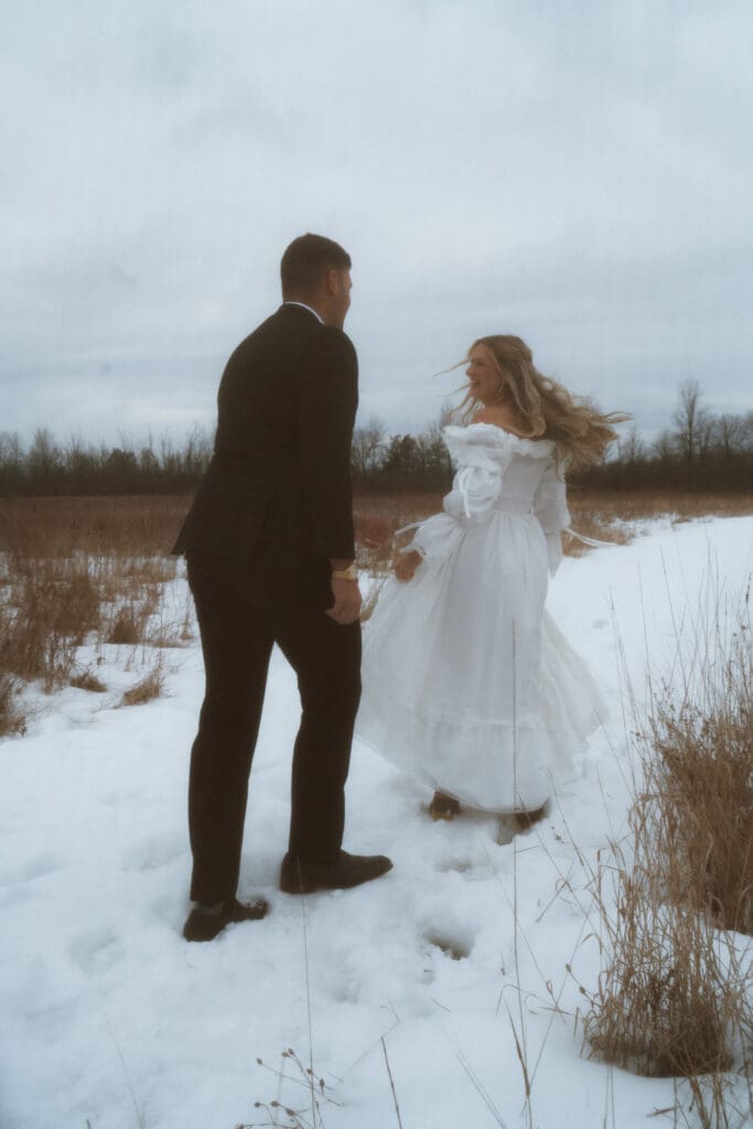 A Catskills winter elopements with Colton and Alexa while sharing a private vow exchange