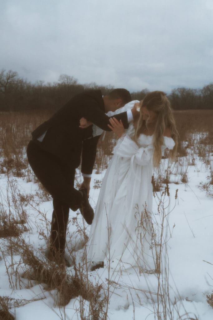 A Catskills winter elopements with Colton and Alexa while sharing a private vow exchange