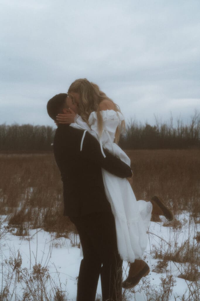 A Catskills winter elopements with Colton and Alexa while sharing a private vow exchange
