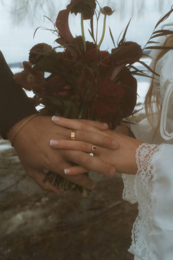 A Catskills winter elopements with Colton and Alexa while sharing a private vow exchange