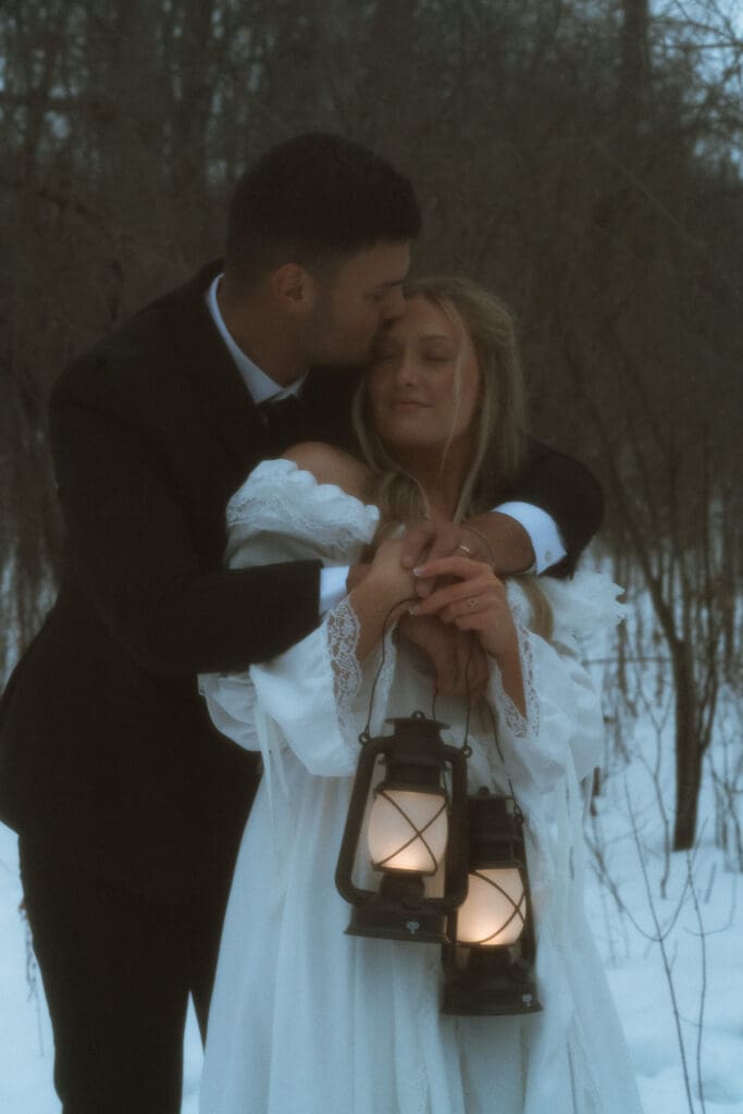 A Catskills winter elopements with Colton and Alexa while sharing a private vow exchange