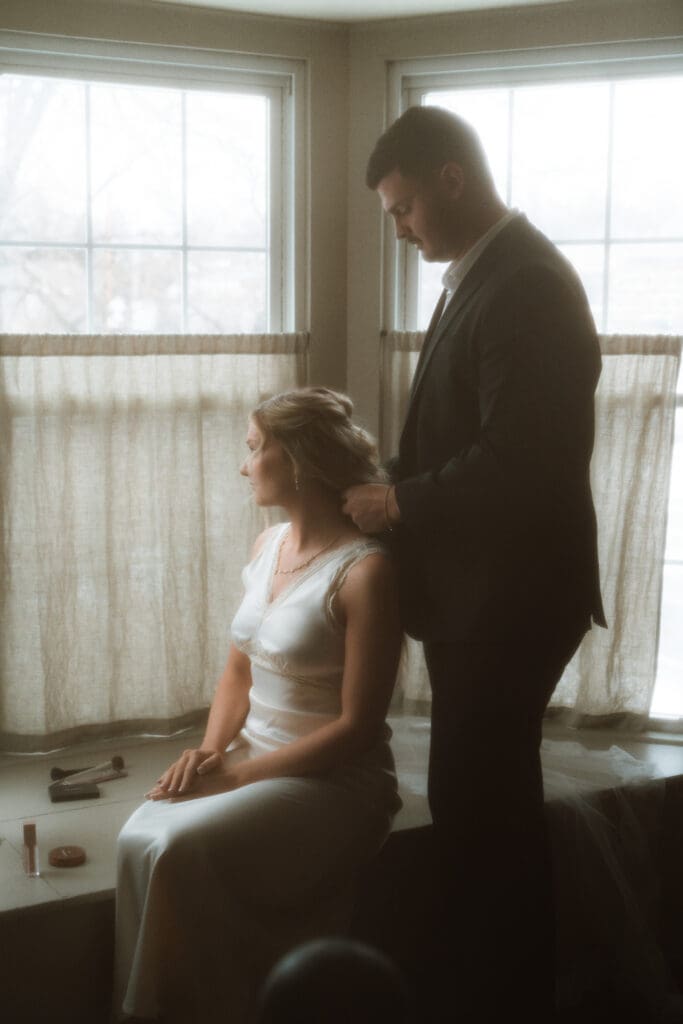 A Catskills winter elopements with Colton and Alexa while sharing a private vow exchange