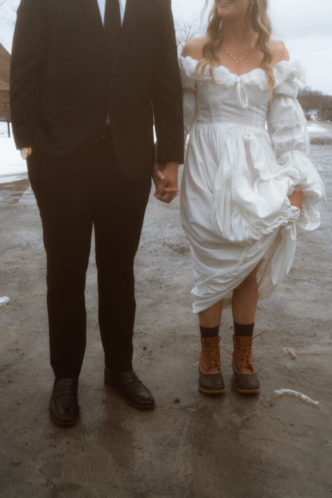 A Catskills winter elopements with Colton and Alexa while sharing a private vow exchange
