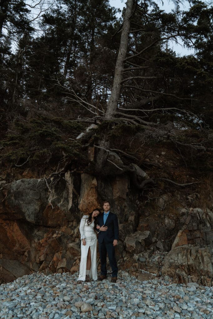An Acadia Fall elopement with Nate and Olivia while sharing a private vow exchange
