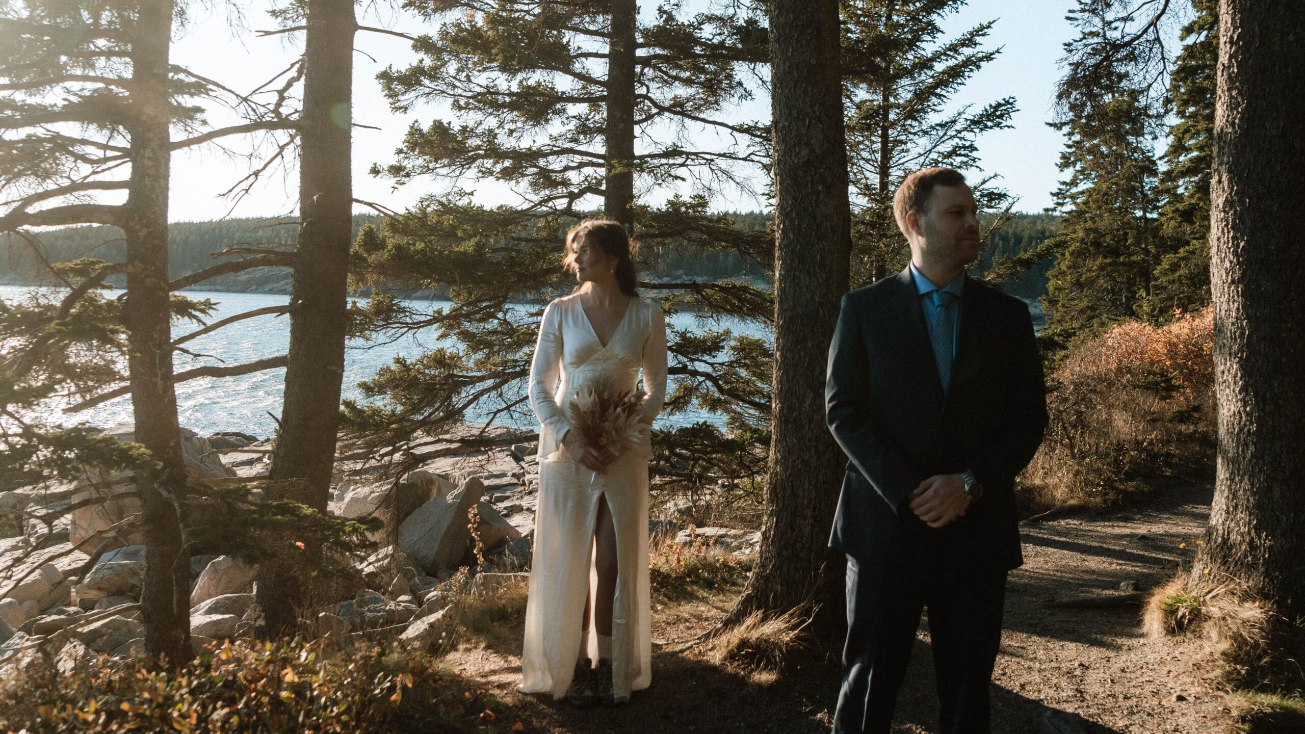 An Acadia Fall elopement with Nate and Olivia while sharing a private vow exchange